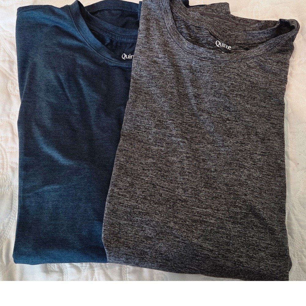 Quince Performance Crew Neck Tee Short Sleeve Blue Grey Activewear XL - Picture 8 of 8